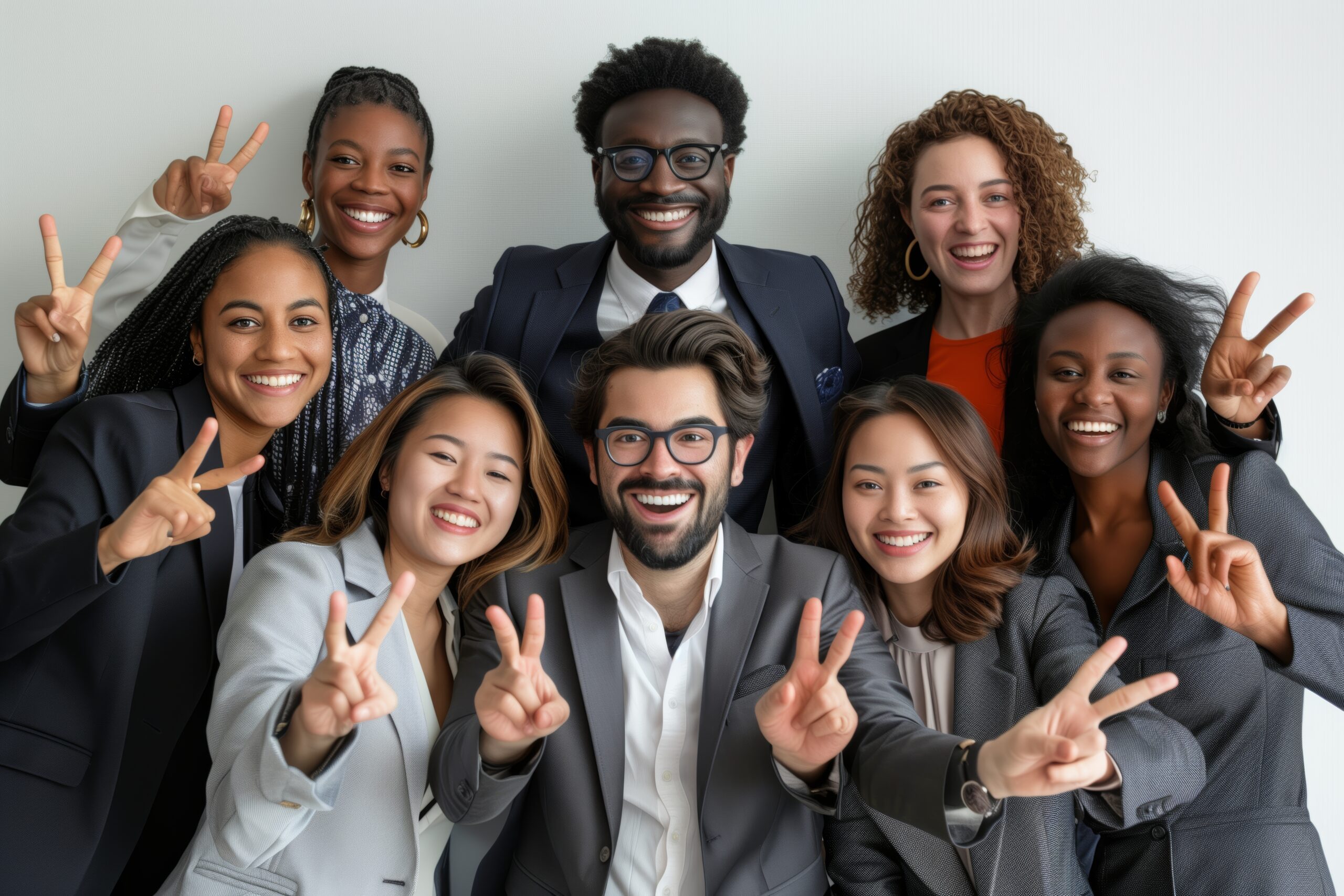 Business of interracial team in office isolated white - team Emp